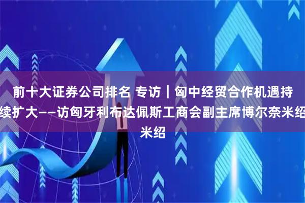 前十大证券公司排名 专访｜匈中经贸合作机遇持续扩大——访匈牙利布达佩斯工商会副主席博尔奈米绍