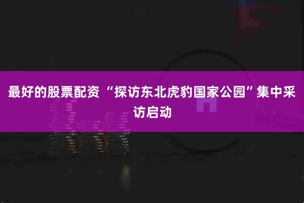 最好的股票配资 “探访东北虎豹国家公园”集中采访启动